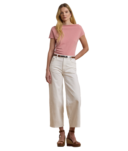 Jersey Asymmetrical Off-the-Shoulder Top - Rose Mauve