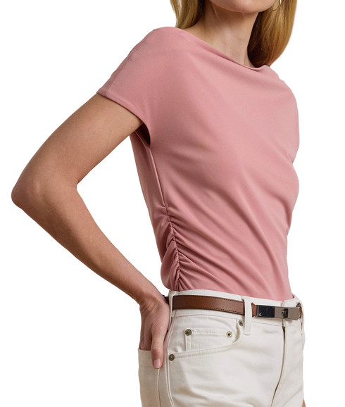 Jersey Asymmetrical Off-the-Shoulder Top - Rose Mauve
