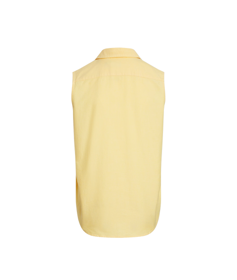 Cotton Oxford Sleeveless Shirt - Yellow