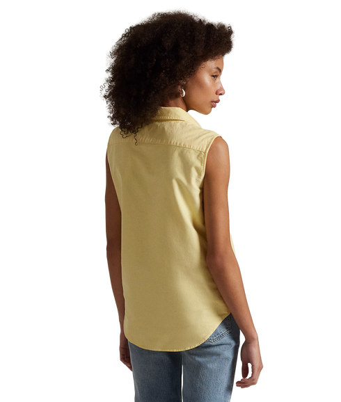 Cotton Oxford Sleeveless Shirt - Yellow