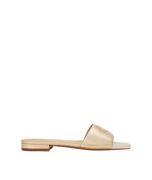 Everley Metallic Leather Slide Sandal - Platinum