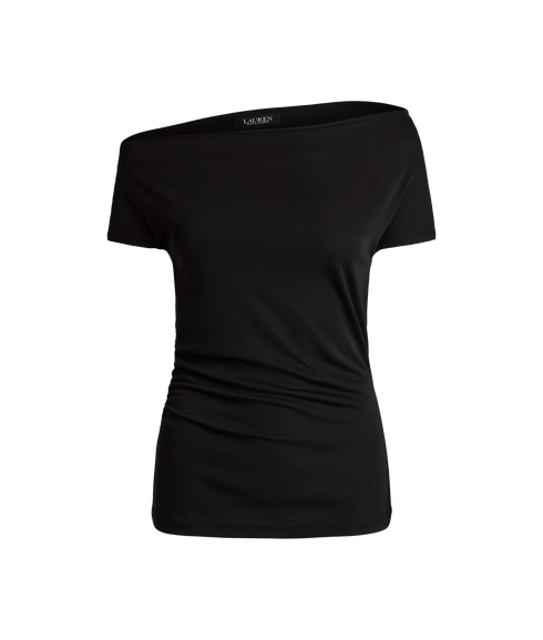 Jersey Asymmetrical Off-the-Shoulder Top - Black