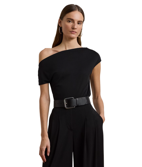 Jersey Asymmetrical Off-the-Shoulder Top - Black