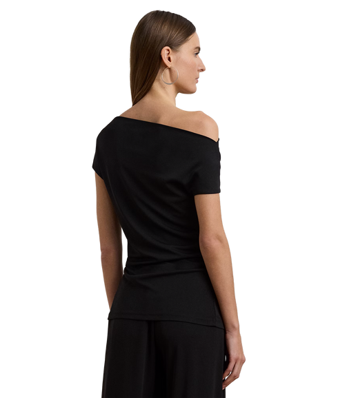 Jersey Asymmetrical Off-the-Shoulder Top - Black