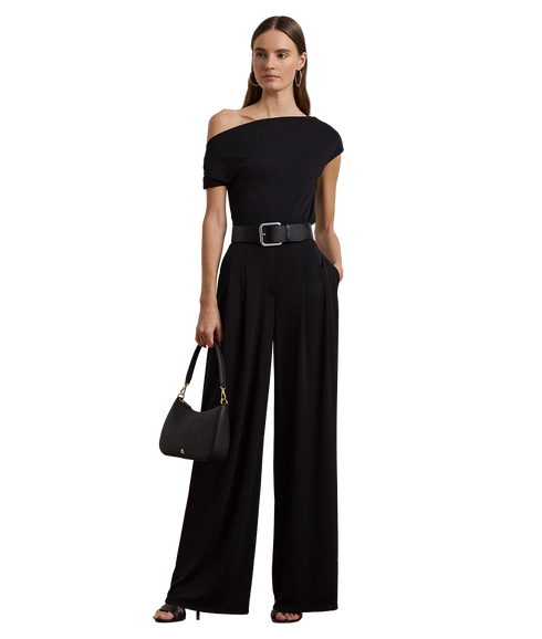 Jersey Asymmetrical Off-the-Shoulder Top - Black