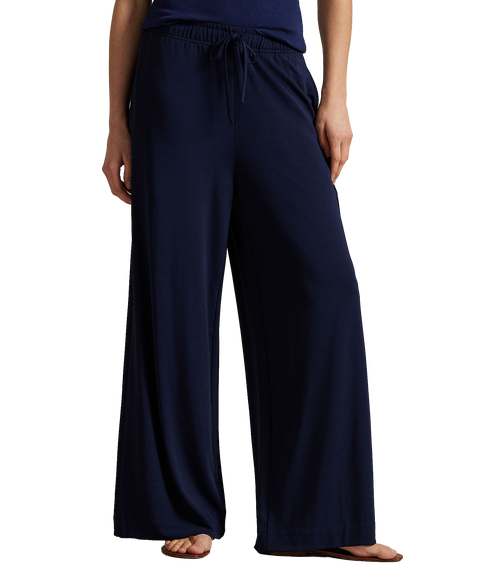 Jersey Wide-Leg Drawstring Pant - Navy