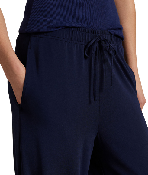Jersey Wide-Leg Drawstring Pant - Navy