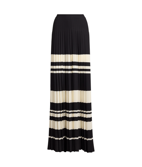 Striped Pleated Wide-Leg Trouser - Cream/Black