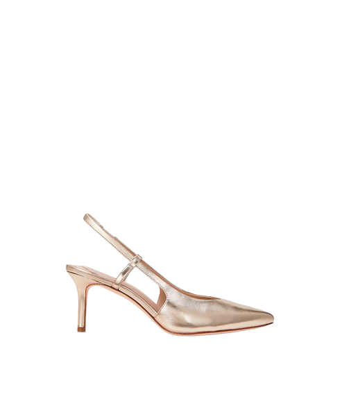 Khloe Metallic Leather Slingback Pump - Platinum