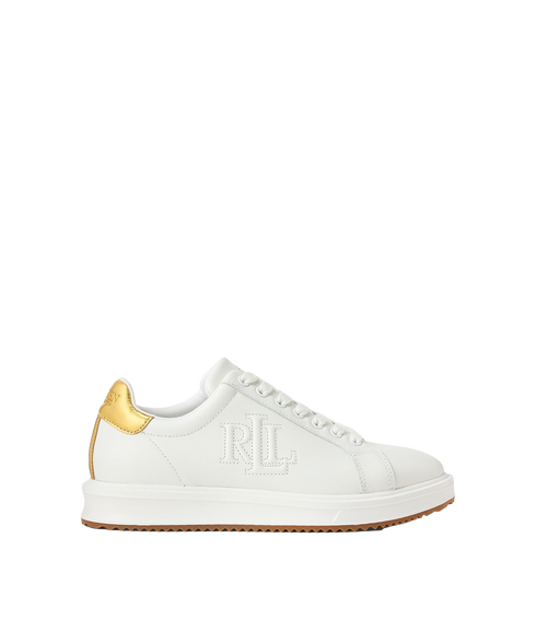 Ainsley Metallic-Trim Leather Sneaker - White