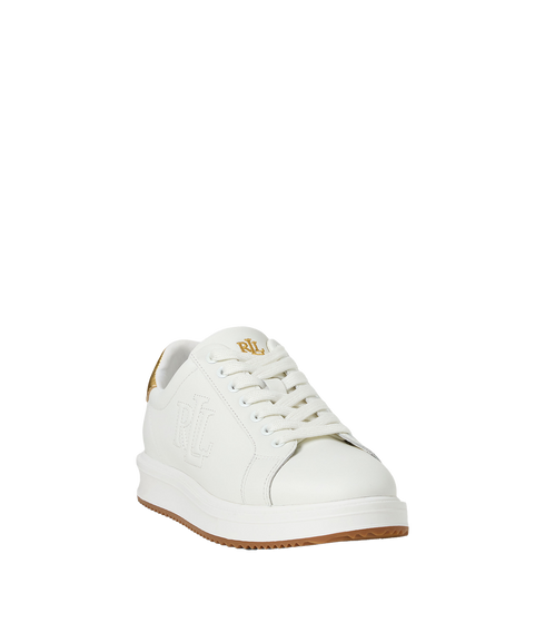 Ainsley Metallic-Trim Leather Sneaker - White