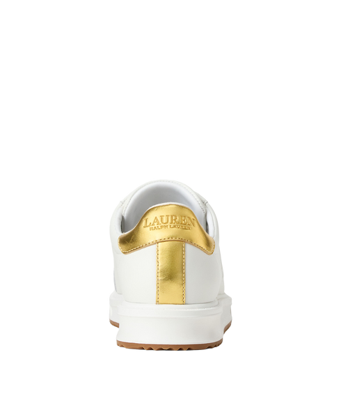 Ainsley Metallic-Trim Leather Sneaker - White