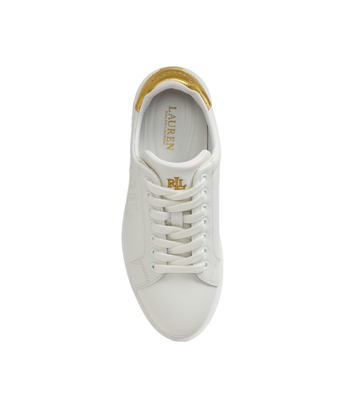 Ainsley Metallic-Trim Leather Sneaker - White