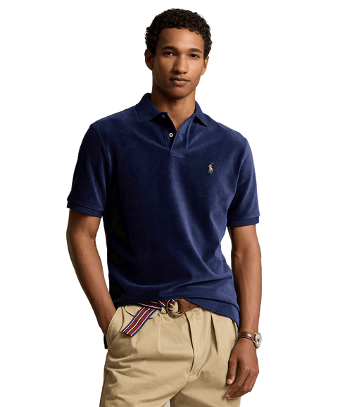 Classic Fit Knit Corduroy Polo Shirt - Navy