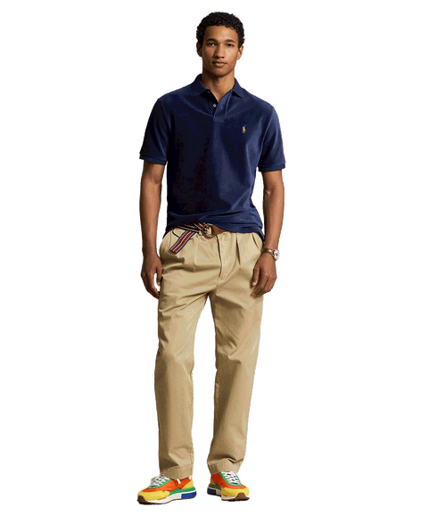 Classic Fit Knit Corduroy Polo Shirt - Navy