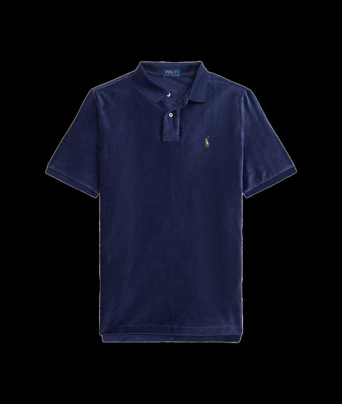 Classic Fit Knit Corduroy Polo Shirt - Navy