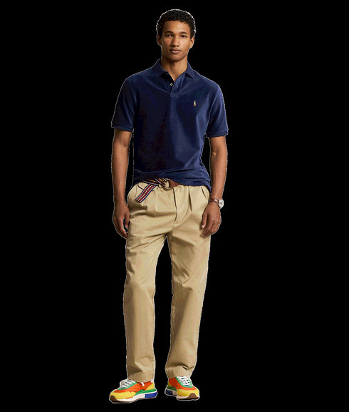 Classic Fit Knit Corduroy Polo Shirt - Navy