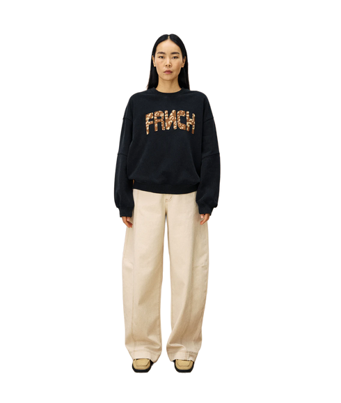 FRNCH Slogan Leopard Sweatshirt - Anthracite