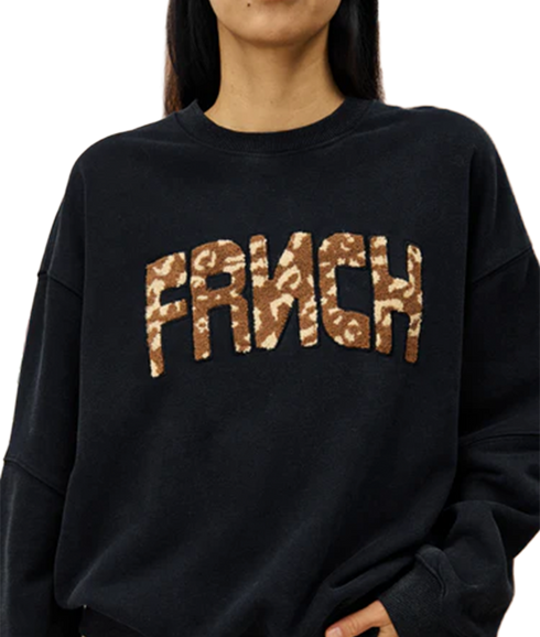 FRNCH Slogan Leopard Sweatshirt - Anthracite