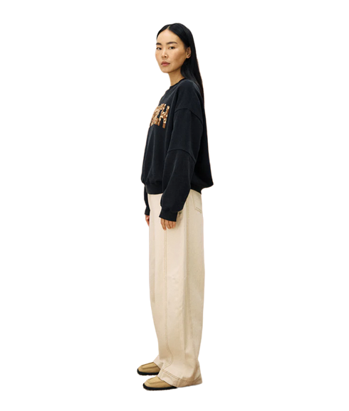 FRNCH Slogan Leopard Sweatshirt - Anthracite