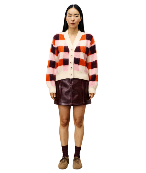 Chequered Cardigan - Rose