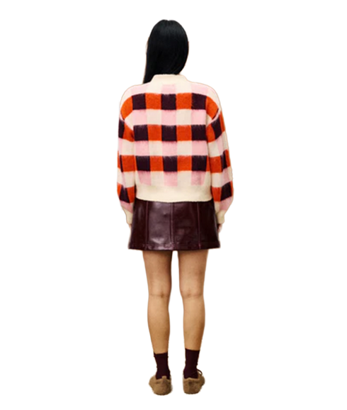 Chequered Cardigan - Rose