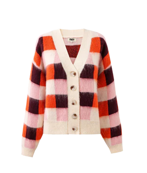 Chequered Cardigan - Rose