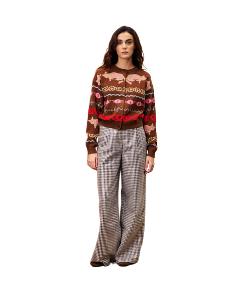 Fun Cat Cardigan - Marron Glace