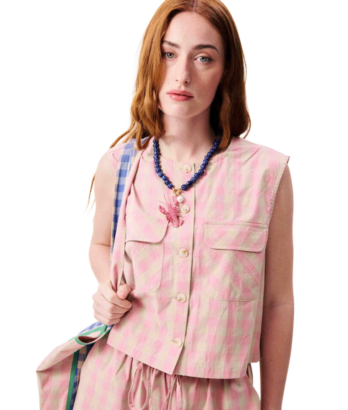 Gingham Gilet - Rose
