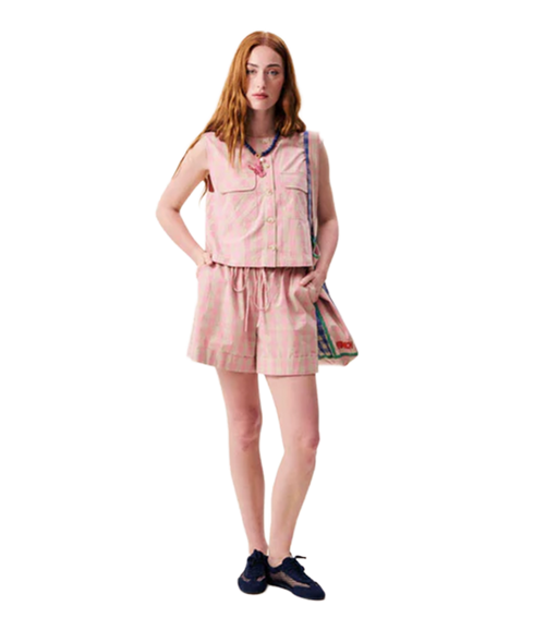 Gingham Gilet - Rose
