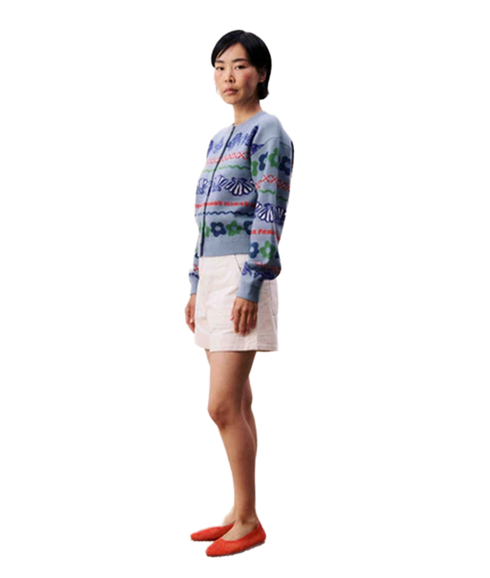 Fairisle Fish Cardigan - Blue Clair