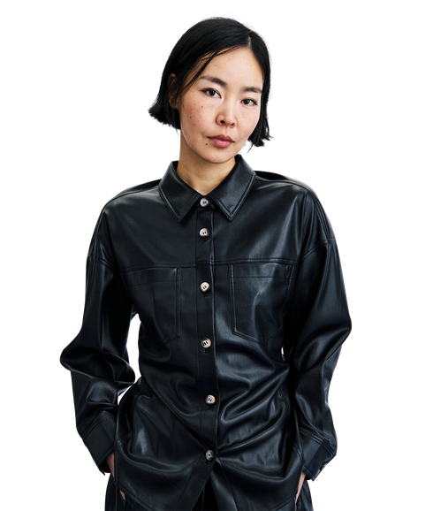 Pleather Shirt - Black