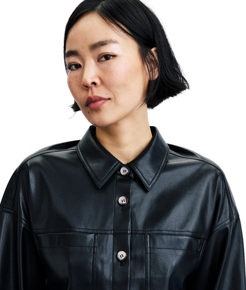 Pleather Shirt - Black