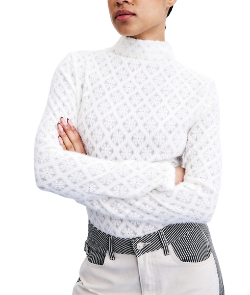 High Neck Fine Knit - White