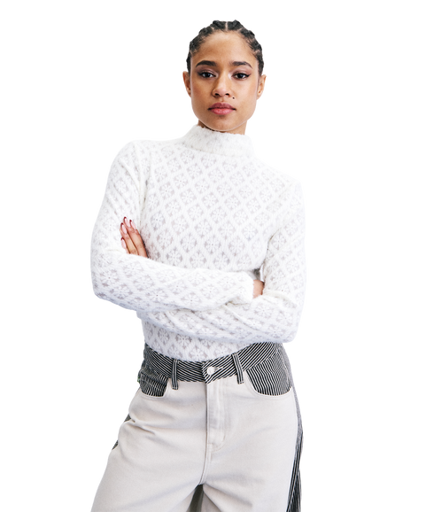 High Neck Fine Knit - White