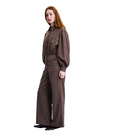 Checked Jumpsuit - Brown