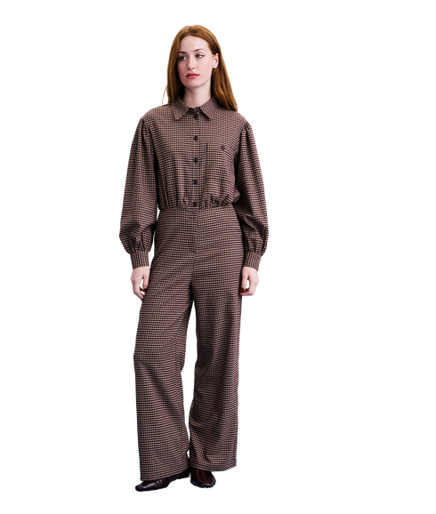 Checked Jumpsuit - Brown