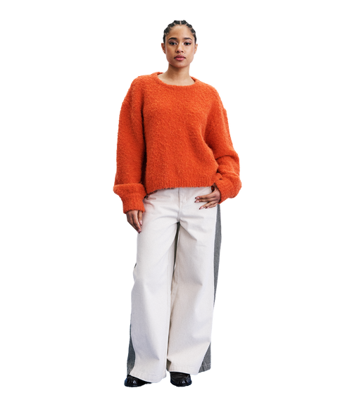 Plain Round Neck Jumper - Orange