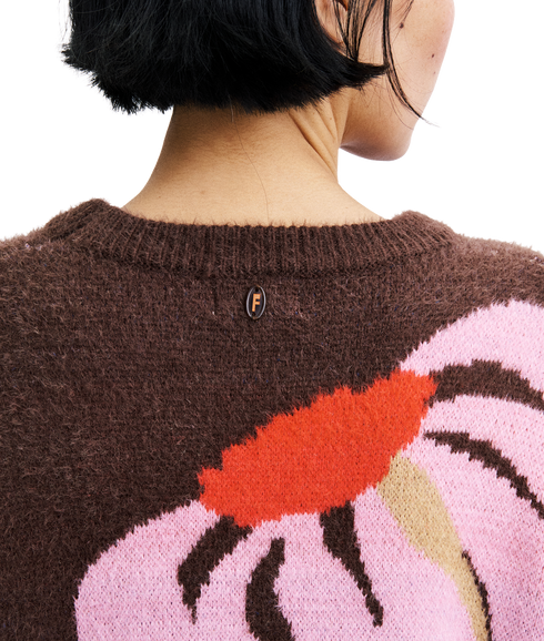 Flower Knit Jumper - Brown