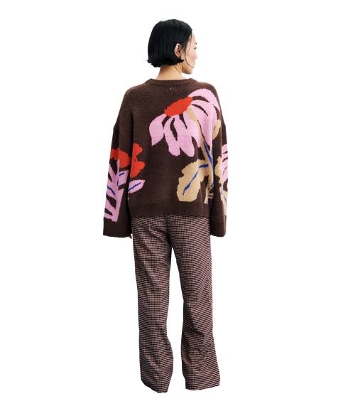 Flower Knit Jumper - Brown