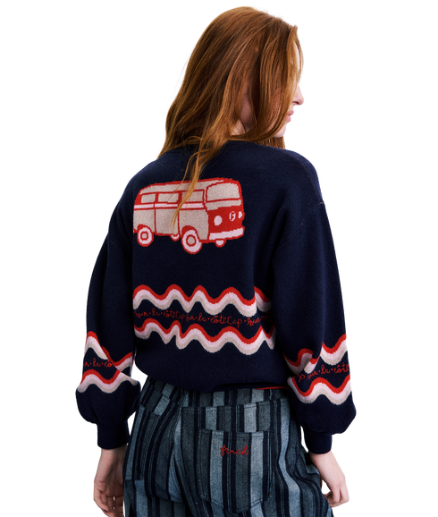 Zig Zag Cardigan - Marine