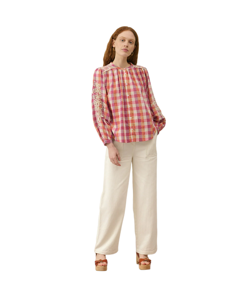 Shirt Jeanne - Cream Sunset Checks
