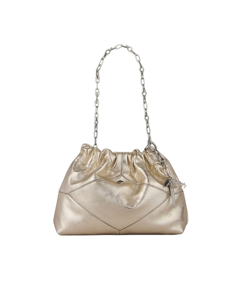 Sac M Cuir Lamine Mini June Tote - Champagne