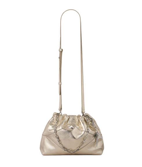 Sac M Cuir Lamine Mini June Tote - Champagne