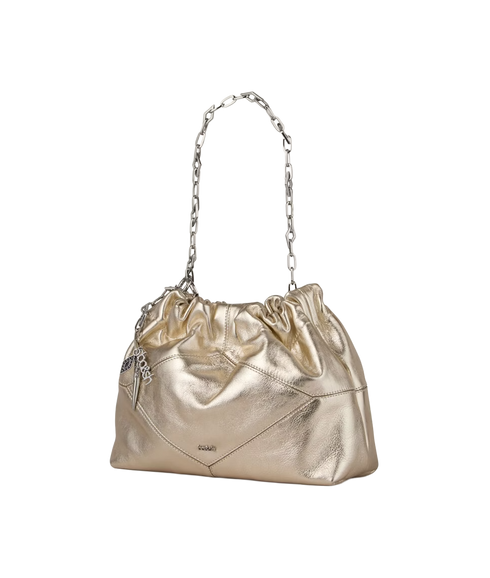 Sac M Cuir Lamine Mini June Tote - Champagne