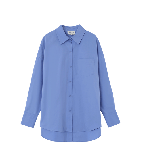 Nesrine Oversized Cotton Shirt - Blue