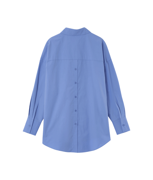 Nesrine Oversized Cotton Shirt - Blue