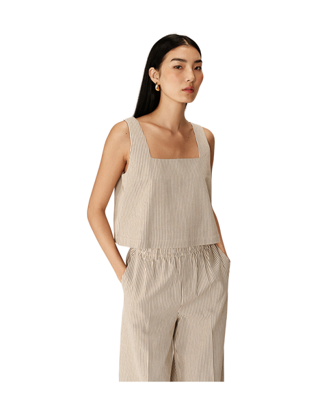 Stripe Sleeveless Top - Ecru