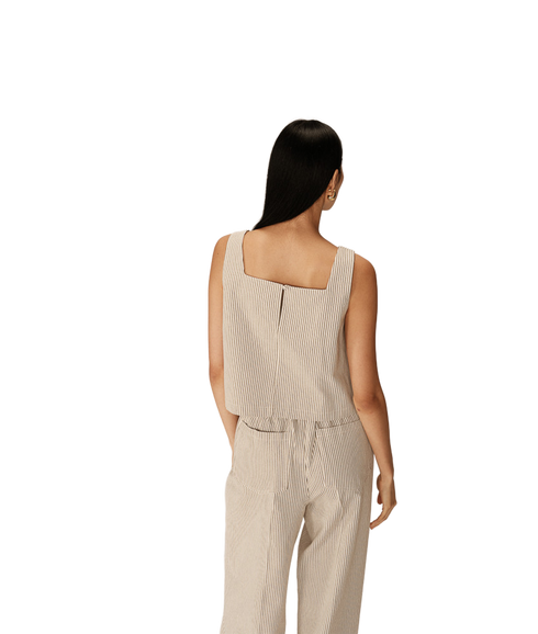 Stripe Sleeveless Top - Ecru