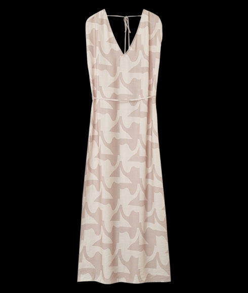 Long Printed Dress - Beige